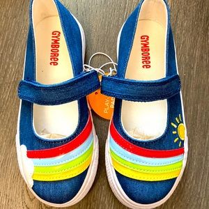 Girls Rainbow Ballet Flats - Farming Friends - Denim